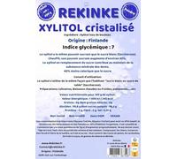 Xylitol, 400g, edulcorante natural bajo en calorías de la corteza de abedul. Origen Finlandia. Índice glucémico 7 REKINKE