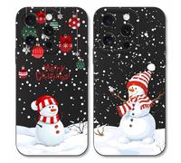 Xylota 2 Piezas Navidad Funda para iPhone 15 Pro 6,1", Lindo Navideño Carcasa con Dibujos Yeti Copo de Nieve, Suave Silicona TPU Antigolpes Protectora Christmas Case Cover para iPhone 15 Pro, Negro