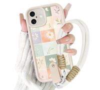 Xylota Funda con Cuerda para iPhone 16, Silicona Suave TPU Cordon Flores Carcasa, Ajustable Colgar Collar Correa de Cuello Cadena Colgante Protector Bumper Case para iPhone 16 6,1'' - Verano