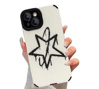 Xylota Funda para iPhone 14, Carcasa con Wave Lindo Diseño de estrellas Patrón de Moda, Anti-Choque Antigolpes Suave TPU Silicona Bumper Lente Cámara Protector Case para iPhone 14 6,1'',Estrella negra