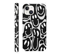 Xylota Funda para iPhone 14/iPhone 13, Aesthetic Sonrisas Diseño de Dibujos Silicona Carcasa, Anti-Choque Antigolpes Bumper con Mujeres Diseño Lente Cámara Protector Case para iPhone 13 6,1'', Negro