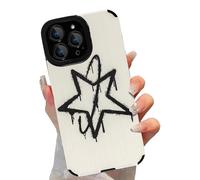 Xylota Funda para iPhone 14 Pro MAX, Carcasa con Wave Lindo Diseño de Estrellas Patrón de Moda, Antigolpes TPU Silicona Bumper Lente Cámara Protector Case para iPhone 14 Pro MAX 6,7'',Estrella Negra