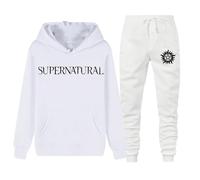 XYMCX Chándal con capucha para hombre de Supernatural, conjunto deportivo informal de 2 piezas para correr y jogging, trajes cálidos de otoño e invierno, camisetas y pantalones sudadera.,White-3x_l