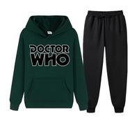 XYMCX Chándal de Doctor Who para hombre, conjunto deportivo cálido de 2 piezas para entrenamiento, sudadera con capucha informal para correr, sudadera de manga larga con estampado letras,Army Green-l