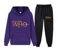 XYMCX Chándal de hombre para Doctor Who, sudadera con capucha informal para correr y jogging, conjunto deportivo de 2 piezas para mujer, sudadera de manga larga, traje cálido de invierno,Purple-3x_l