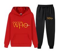 XYMCX Chándal de hombre para Doctor Who, sudadera con capucha informal para correr y jogging, conjunto deportivo de 2 piezas para mujer, sudadera de manga larga, traje cálido de invierno,Red-3x_l