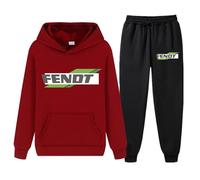 XYMCX Chándal de hombre para FENDT, sudadera de 2 piezas con capucha y manga larga, para correr, informal, deportivo, para otoño e invierno, cálido, tipo sudadera.,Wine Red-s