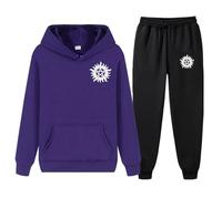 XYMCX Conjunto completo de chándal para hombre de Supernatural, sudadera con capucha de manga larga y pantalón deportivo, conjunto de 2 piezas, chándal deportivo informal con capucha,Purple-l