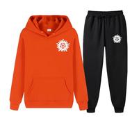 XYMCX Conjunto completo de chándal para hombre de Supernatural, sudadera con capucha de manga larga y pantalón deportivo, conjunto de 2 piezas, chándal deportivo informal con capucha,Orange-xx_l