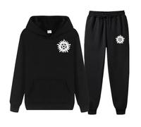 XYMCX Conjunto completo de chándal para hombre de Supernatural, sudadera con capucha de manga larga y pantalón deportivo, conjunto de 2 piezas, chándal deportivo informal con capucha,Black-l