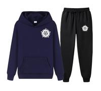 XYMCX Conjunto completo de chándal para hombre de Supernatural, sudadera con capucha de manga larga y pantalón deportivo, conjunto de 2 piezas, chándal deportivo informal con capucha,Navy Blue-s