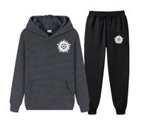 XYMCX Conjunto completo de chándal para hombre de Supernatural, sudadera con capucha de manga larga y pantalón deportivo, conjunto de 2 piezas, chándal deportivo informal con capucha,Dark Gray-l