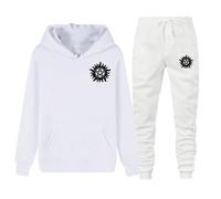 XYMCX Conjunto completo de chándal para hombre de Supernatural, sudadera con capucha de manga larga y pantalón deportivo, conjunto de 2 piezas, chándal deportivo informal con capucha,White-m