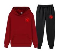 XYMCX Conjunto deportivo de invierno para hombre Targaryen, sudadera y jogger para mujer, chándal ligero de otoño, conjunto deportivo de 2 piezas, talla grande, para gimnasio y deporte.,Wine Red-3x_l