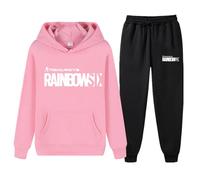 XYMCX Conjunto deportivo Rainbow Six para hombre, 2 piezas, sudadera con capucha de manga larga informal de otoño, conjunto deportivo para mujer, ropa deportiva suave para estar en casa.,Pink-xx_l