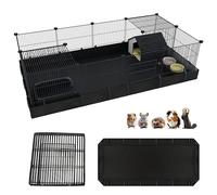 Xymoso Jaulas de cobayas con parte inferior de lona impermeable, 16 paneles de corral para mascotas con puerta para conejo, tortuga, hámster, erizo