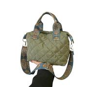 XYNM Bolso Bandolera Mujer De Hombro Ancho para Mujer, Algodón con Espacio Rombo, Compras Gran Capacidad Que Combina Todo-Verde-Grande (Longitud Máxima>50 Cm)