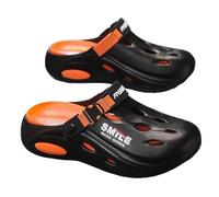 XYNM Chanclas Hombres De Verano Al Aire Libre Desgaste Clog Zapatos Zapatillas Verdes Dos Vías La Playa Sensación Sandalias Eva Material-Black Orange-38-39