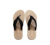 XYNM Chanclas María De Verano Al Mar Usar Zapatillas Frescas Imitación Paja Casuales Las Mujeres-black-39
