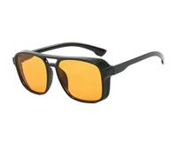 XYNM Gafas de Sol Cuadradas Doble Puente Unisex, Tonos Amarillo Anaranjado Uv400 para Uso En Conducción Al Aire Libre-Negro-Naranja