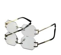 XYNM Gafas de Sol Moda para Viajes Al Aire Libre - Polígono Sin Montura Uv400 Polarizadas Vintage Geométricas Rectangulares Hombres Y Mujeres-gramo-1 Unidad