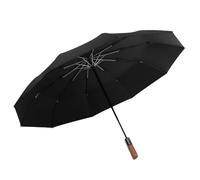 XYNM Paraguas Plegable Antiviento Extra Grande, Totalmente Automático, Con Mango De Madera Primera Calidad Para Uso Diario Al Aire Libre Umbrella-negro