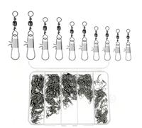 Xynovate 150 Piezas Barril de Pesca Giratorio, Conectadores Emerillones De Pesca, Cambio Rápido Emerillones de Pesca, Giratorios de Pesca con Cierres de Seguridad 5 Tamaños（7# 8# 10# 12# 14#）