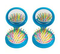 Xynovate 2 Pieza Cepillo Pelo Plegable con Espejo, Cepillo de Viaje con Espejo, Cepillo de Bolsillo, Perfecto para Llevar en tu Bolso y Aplicar Maquillaje, Apto para Todo Tipo de Cabello