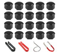 Xynovate 20 PCS Cubiertas para Tuercas de Rueda de 21mm, Tapa de Tornillo de Rueda de Coche, Cubiertas Hexagonales para Tuercas de Neumáticos con Juego de Herramientas de Extracción