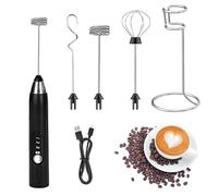 Xynovate Espumador de Leche, USB Recargable batidor de leche electrico 3 Varillas Acero Inoxidable, Regulable en 3 Velocidades, Fácil Limpieza, Batidora de Leche Portáti