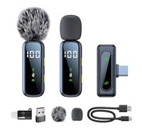 Xynovate Micrófono Lavalier Inalámbrico para iPhone, iPad, Android, Microfonos de Solapa con Clip con USB-C para Grabación de Vídeo, Youtube, Twitch, TikTok Podcast