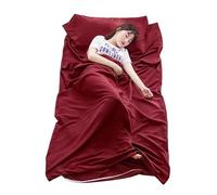 Xynovate Saco de Dormir, Saco de Viaje Ultra-pequeño y Ultraligero, Saco Sabana con Comparimiento de Almohada Agregado, Ideal para Mochileros, Hostales y Cabañas de Montaña(220 x 90cm,Rojo)