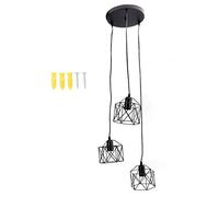 Xyntor Antique Pendant Lampshade 3 Head | E27 Retro Iron Hanging Lamp for Living Room/Cafe/Bar | Unique Vintage Ceiling Lamp 85-240V | Easy Installation with Screw Pack