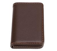 Xyntor Business Card Holder | PU Leather Snap - Fastener Secures Credit Cards / ID Cards / Business Cards | Stainless Steel Slim Wallet Holds 15 Cards, Water - Impermeable & Compact (Coffee)