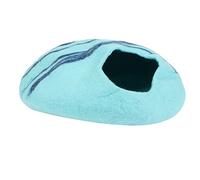 Xyntor Cat Cave Bed for Indoor Cats | Artificial Wool Dome Hideout | Warm & Mark Defying Pet Bed for Kittens/Cats/Small Pets | Sky Blue