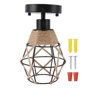 Xyntor Farmhouse Cage Wall Lamp | Hand - Wrapped Twine for Soft Glow | Vintage E26 / E27 Sconce for Hallway/Bedroom/Living Room | Sturdy Metal Construction