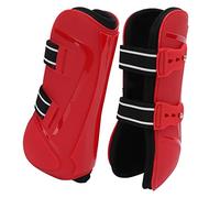 Xyntor Horse Support Boots | Breathable Leg Protection for Jumping/Training/Competition | Secure Fit with Non - Skid Straps | PU Hard Shell & Soft Padding (Red Front Legs XL)