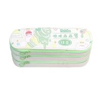 Xyntor Large Capacity Pencil Case 3 Layers | Cute Japanese Style Canvas Pouch for School/Office/College | Multi - Compartment Organizer with Class Schedule (Verde)