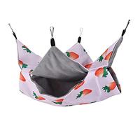 Xyntor Small Pet Hammock for Hamsters/Rabbits/Parrots | Double Sided Strawberry Design | Hanging Bed & Sleeping Bag 2 in 1 | Soft Crystal Velvet & Sturdy Canvas (S Strawberry)