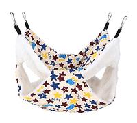 Xyntor Small Pet Hammock & Hanging Bed | Warm Plush BunkBed for Hamsters/Rabbits/Guinea Pigs | Cage Accessory with Hooks, Foldable & Washable (Small Size Cartoon Stars)