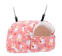 Xyntor Small Pet Hammock | Soft Cotton Bed for Hamsters/Guinea Pigs/Hedgehogs | Warm Winter Hanging Bed with Sponge Padding | Cartoon Design for Cages (Pink)