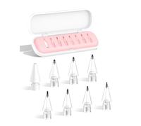 XYOFUN Paquete de 8 puntas de repuesto de fibra de carbono para Apple Pencil Pro/2ª/1ª generación/USB-C, puntas de lápiz capacitivo mejoradas para pantalla desnuda y vidrio templado, incluye funda de