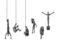 XYQXYQ Escultura de escalador de 6 piezas, arte decorativo moderno para pared masculino, arte único escalador de óxido, estatua masculina decorativa para el hogar, decoración colgante para el hogar
