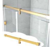 Xyrona Barra Soporte Puerta Ducha Cristal Barra de Soporte para Mampara de Ducha de 20 a 180 cm, Soportes para Estantes de Vidrio Giratorios 360° Que Refuerzan la Estabilidad(Gold,80cm/32in)