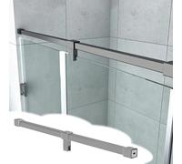 Xyrona Barra Soporte Puerta Ducha Cristal Barra de Soporte para Mampara de Ducha de 20 a 180 cm, Soportes para Estantes de Vidrio Giratorios 360° Que Refuerzan la Estabilidad(Gray,120cm/47in)