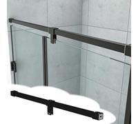 Xyrona Barra Soporte Puerta Ducha Cristal Barra de Soporte para Mampara de Ducha de 20 a 180 cm, Soportes para Estantes de Vidrio Giratorios 360° Que Refuerzan la Estabilidad(Black,175cm/69in)