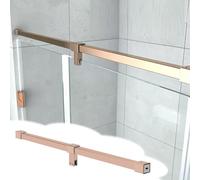 Xyrona Barra Soporte Puerta Ducha Cristal Barra de Soporte para Mampara de Ducha de 20 a 180 cm, Soportes para Estantes de Vidrio Giratorios 360° Que Refuerzan la Estabilidad(Rose Gold,165cm/65in)