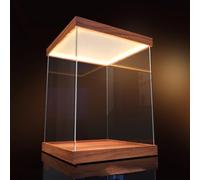 Xyrona Urna Metacrilato Vitrina Cúbica con Luz Incorporada, Vitrinas de Acrílico de 20, 25, 30, 40, 50, 60 y 70cm de Alto, Vitrina Autoensamblable de Alta Transmitancia(L60xW60xH60cm/24x24x24)
