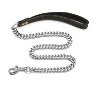 XYRTHSKO Cadena de Acero Inoxidable for Perros, Resistente a mordeduras, 14 mm, Dorada, Compatible con Correas tracción for Mascotas(Silver)