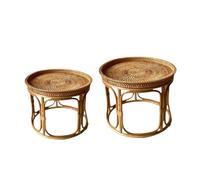 XYRTHSKO Compatible con Mesa Auxiliar de ratán, Soporte Redondo for Plantas, Bandeja Decorativa Retro, mesita Noche Moderna(32cmx25cm)